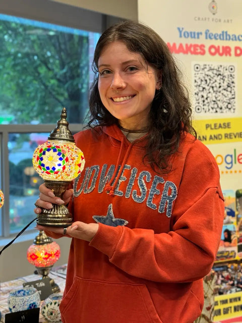 Asheville Mosaic Art Classes | Turkish Mosaic Lamp Workshop | Craft for Art - Craft for Art Turkish Mosaic Lamp Workshop