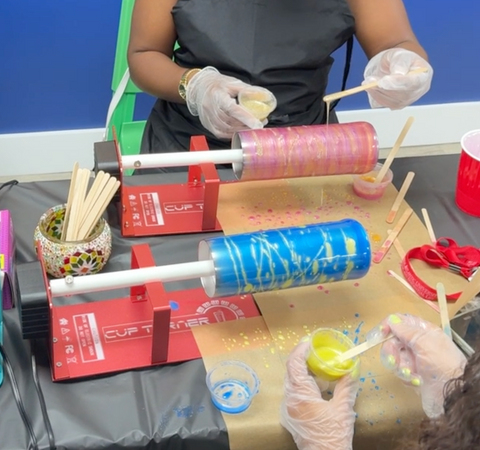 Tumbler Making Class with Resin Art in Boca Raton - Craft for Art Turkish Mosaic Lamp Workshop